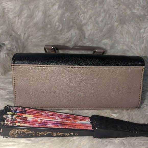 Nine West Vegan Leather Mini Handbag Cream and Black Color Block - Picture 6 of 6